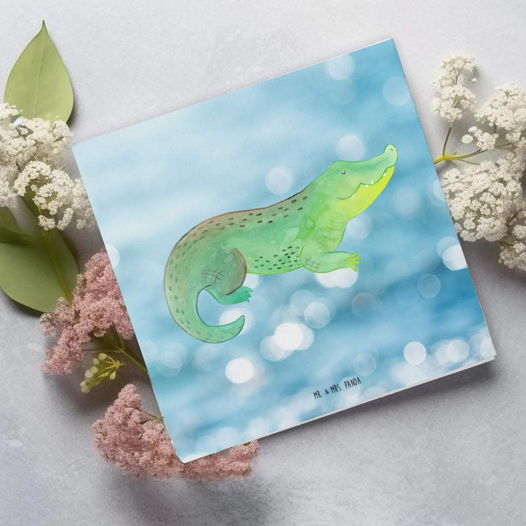 Deluxe Karte Krokodil Geburtstagskarte, Grußkarte, Glückwunschkarte, Karte, Hochwertige Grußkarte, Hochzeitskarte, Hochwertige Klappkarte, Einladungskarte, Klappkarte, Meerestiere, Meer, Urlaub, Reiselust, beste Freundin, Krokodile, Freundin, Krokodil, Abenteuerlust, Lieblingsmensch, spontan sein, verrückt sein