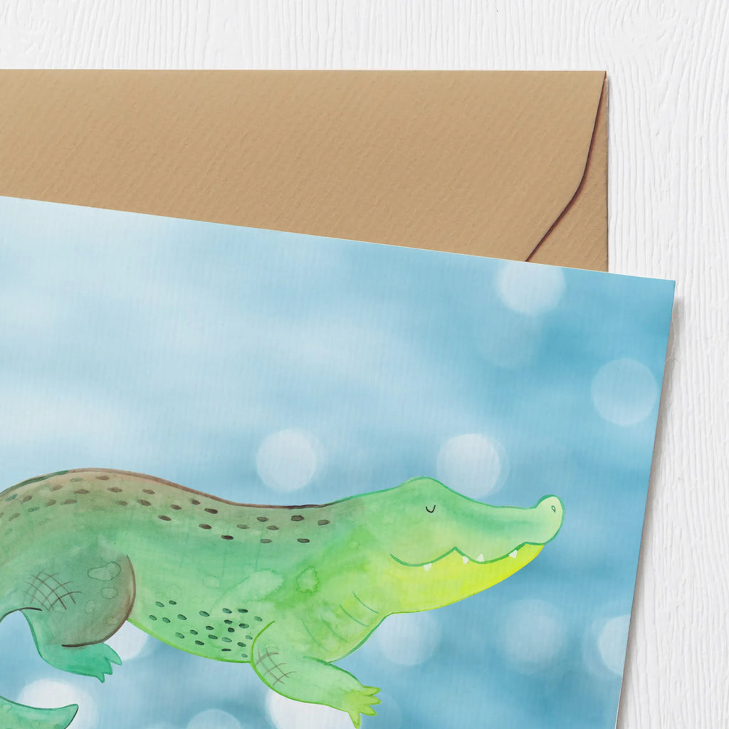Deluxe Karte Krokodil Geburtstagskarte, Grußkarte, Glückwunschkarte, Karte, Hochwertige Grußkarte, Hochzeitskarte, Hochwertige Klappkarte, Einladungskarte, Klappkarte, Meerestiere, Meer, Urlaub, Reiselust, beste Freundin, Krokodile, Freundin, Krokodil, Abenteuerlust, Lieblingsmensch, spontan sein, verrückt sein