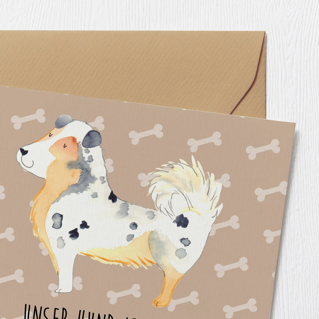 Deluxe Card Dog Australia Shepherd Geburtstagskarte, Klappkarte, Hochwertige Klappkarte, Grußkarte, Glückwunschkarte, Karte, Einladungskarte, Hochzeitskarte, Hochwertige Grußkarte, Hund, Hundemotiv, Haustier, Hunderasse, Tierliebhaber, Hundebesitzer, Sprüche, Shepherd, Familienhund, Australien Shepherd, Hundeliebe, Spruch