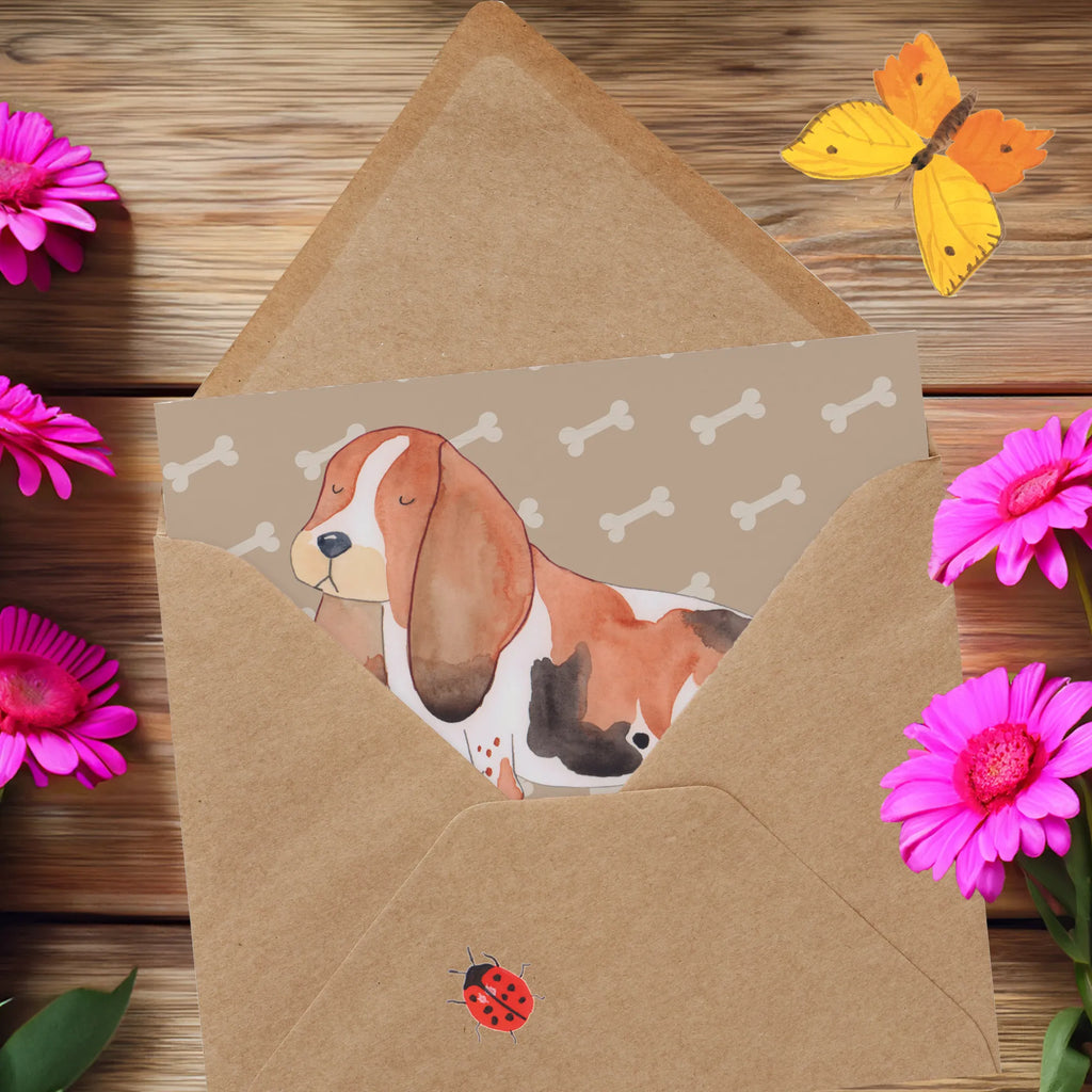 Karta Deluxe pies Basset Hound Geburtstagskarte, Karte, Hochzeitskarte, Glückwunschkarte, Einladungskarte, Grußkarte, Hochwertige Grußkarte, Klappkarte, Hochwertige Klappkarte, Hund, Hundemotiv, Haustier, Hunderasse, Tierliebhaber, Hundebesitzer, Sprüche, Basset, Hundeliebe, kinderlos, Basset Hound