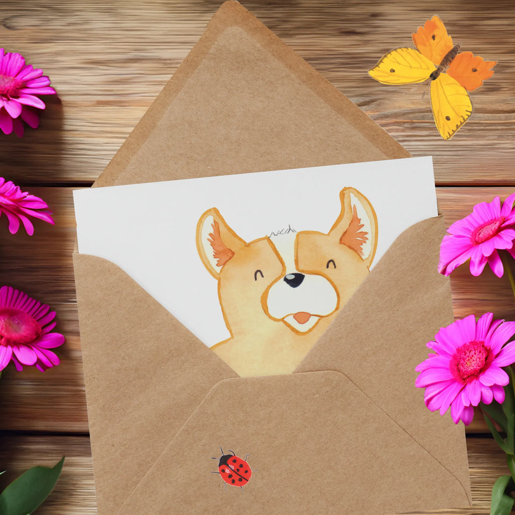 Deluxe Karte Corgie Einladungskarte, Karte, Grußkarte, Hochwertige Grußkarte, Glückwunschkarte, Hochwertige Klappkarte, Klappkarte, Geburtstagskarte, Hochzeitskarte, Hund, Hundemotiv, Haustier, Hunderasse, Tierliebhaber, Hundebesitzer, Sprüche, Corgie, Motivation, britisch, Lebensfreude, Welsh Corgie Pembroke, Hundespruch, Spruch