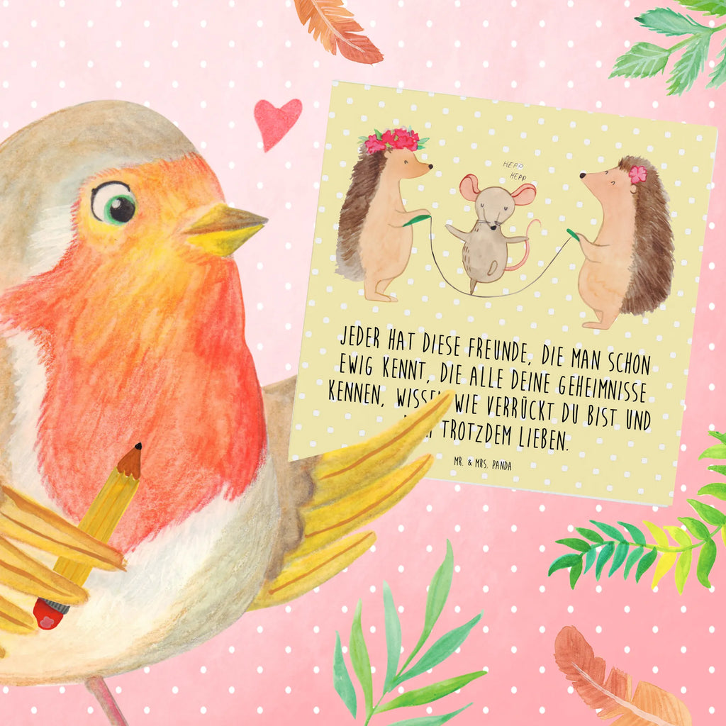 Deluxe Card Hedgehog skipping Grußkarte, Karte, Einladungskarte, Geburtstagskarte, Glückwunschkarte, Hochzeitskarte, Klappkarte, Hochwertige Klappkarte, Hochwertige Grußkarte, Tiermotive, Gute Laune, lustige Sprüche, Tiere, Igel, Seilhüpfen, Seilspringen, Maus, Kindergarten, Kinder