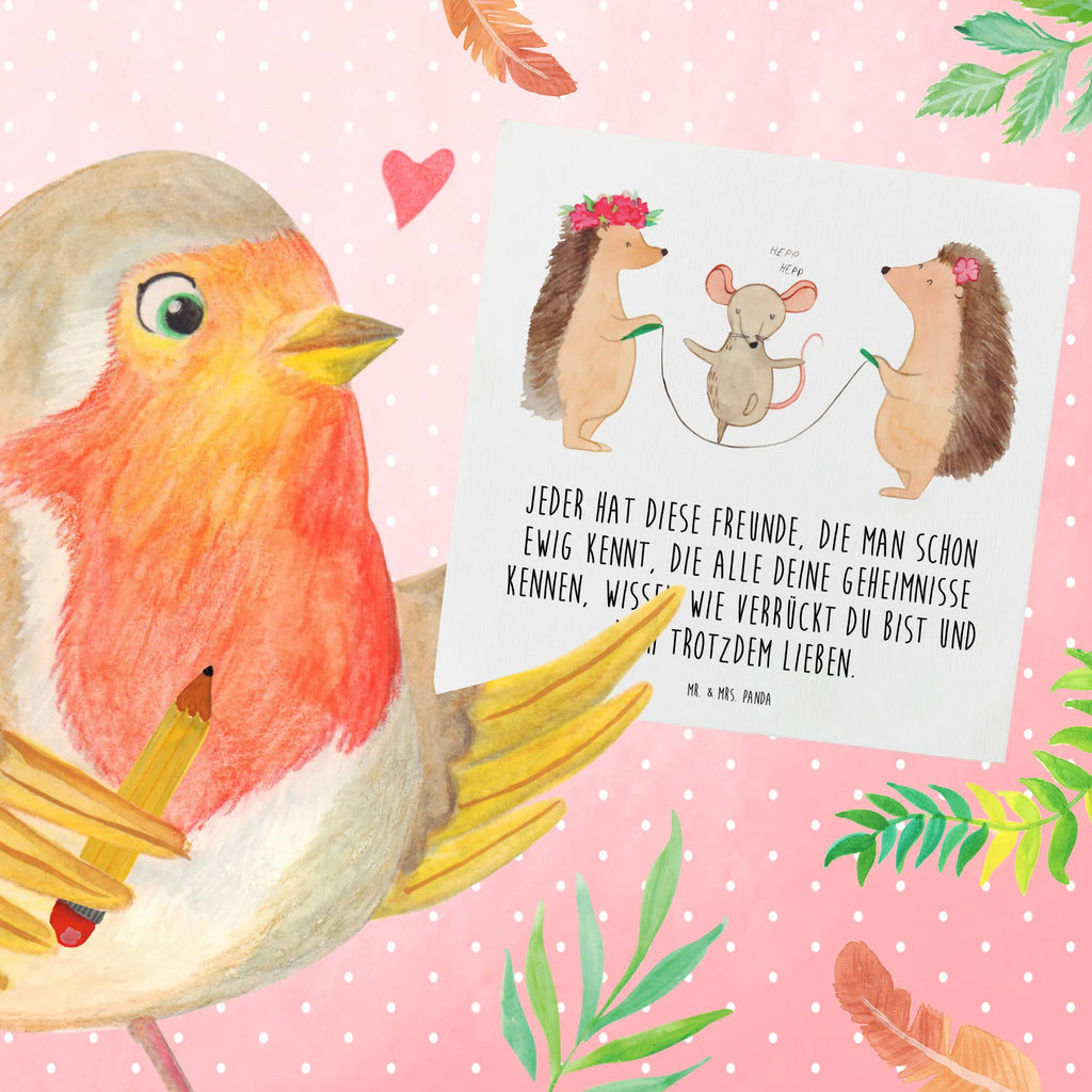 Deluxe Card Hedgehog skipping Grußkarte, Karte, Einladungskarte, Geburtstagskarte, Glückwunschkarte, Hochzeitskarte, Klappkarte, Hochwertige Klappkarte, Hochwertige Grußkarte, Tiermotive, Gute Laune, lustige Sprüche, Tiere, Igel, Seilhüpfen, Seilspringen, Maus, Kindergarten, Kinder