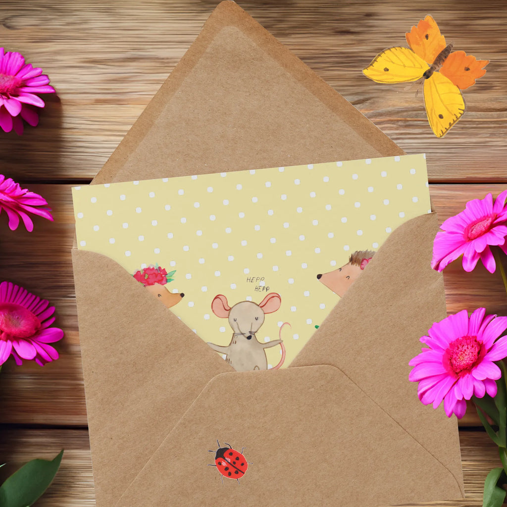 Deluxe Card Hedgehog skipping Grußkarte, Karte, Einladungskarte, Geburtstagskarte, Glückwunschkarte, Hochzeitskarte, Klappkarte, Hochwertige Klappkarte, Hochwertige Grußkarte, Tiermotive, Gute Laune, lustige Sprüche, Tiere, Igel, Seilhüpfen, Seilspringen, Maus, Kindergarten, Kinder