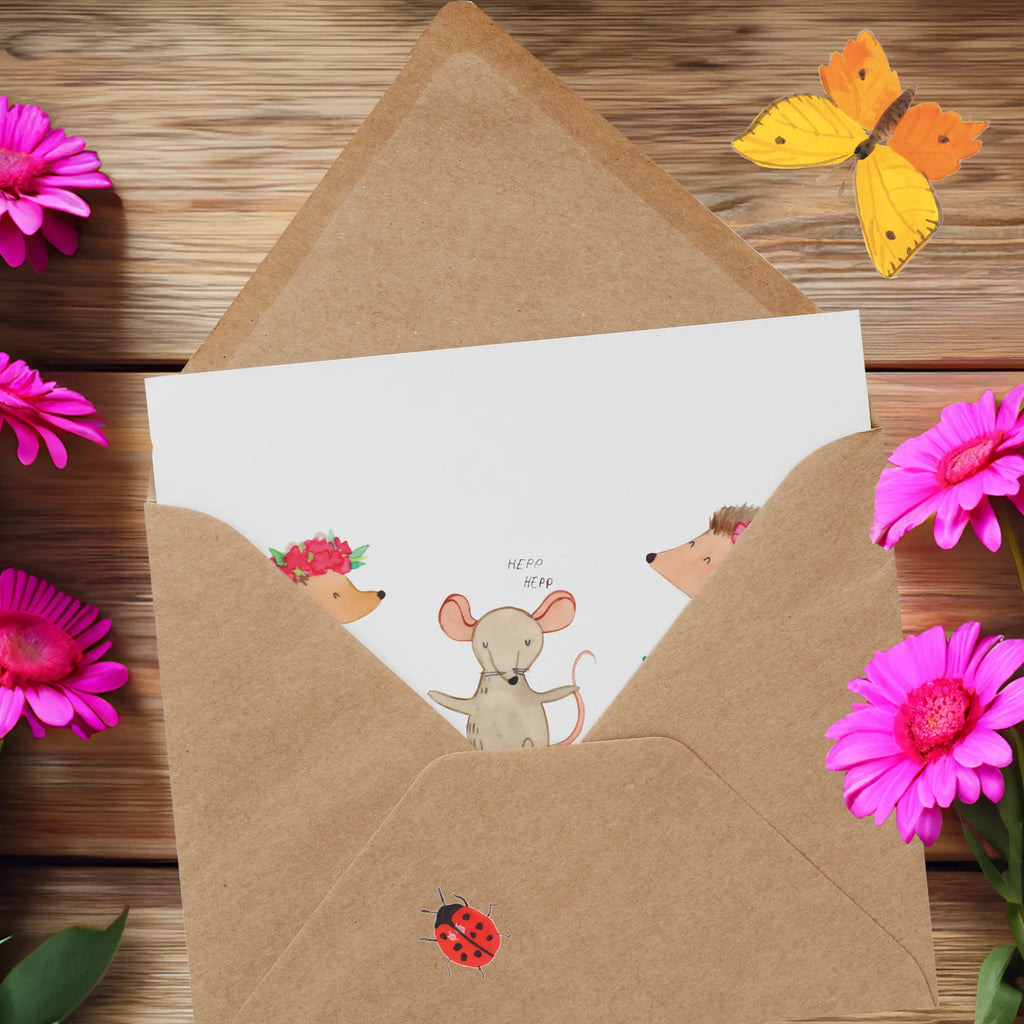 Deluxe Card Hedgehog skipping Grußkarte, Karte, Einladungskarte, Geburtstagskarte, Glückwunschkarte, Hochzeitskarte, Klappkarte, Hochwertige Klappkarte, Hochwertige Grußkarte, Tiermotive, Gute Laune, lustige Sprüche, Tiere, Igel, Seilhüpfen, Seilspringen, Maus, Kindergarten, Kinder