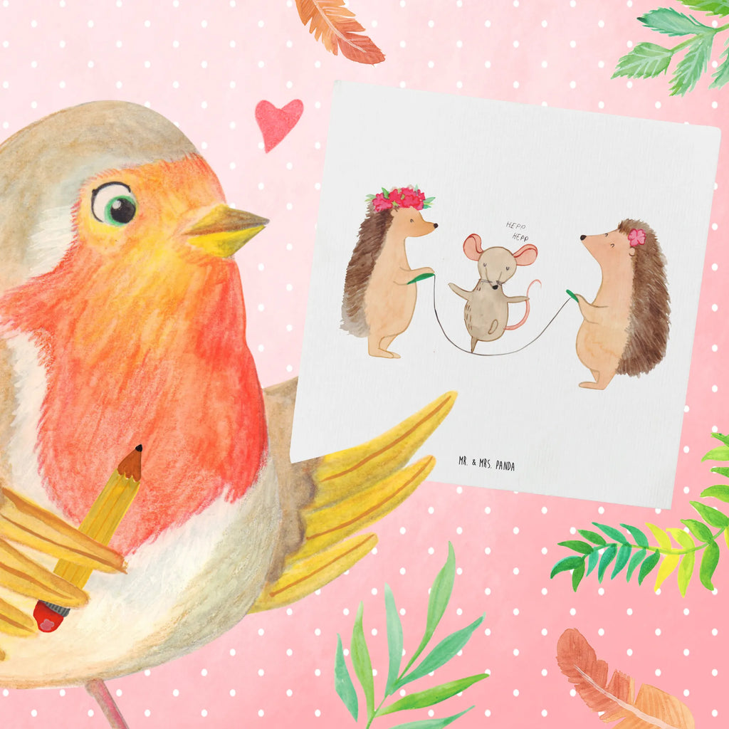 Deluxe Card Hedgehog skipping Grußkarte, Karte, Einladungskarte, Geburtstagskarte, Glückwunschkarte, Hochzeitskarte, Klappkarte, Hochwertige Klappkarte, Hochwertige Grußkarte, Tiermotive, Gute Laune, lustige Sprüche, Tiere, Igel, Seilhüpfen, Seilspringen, Maus, Kindergarten, Kinder