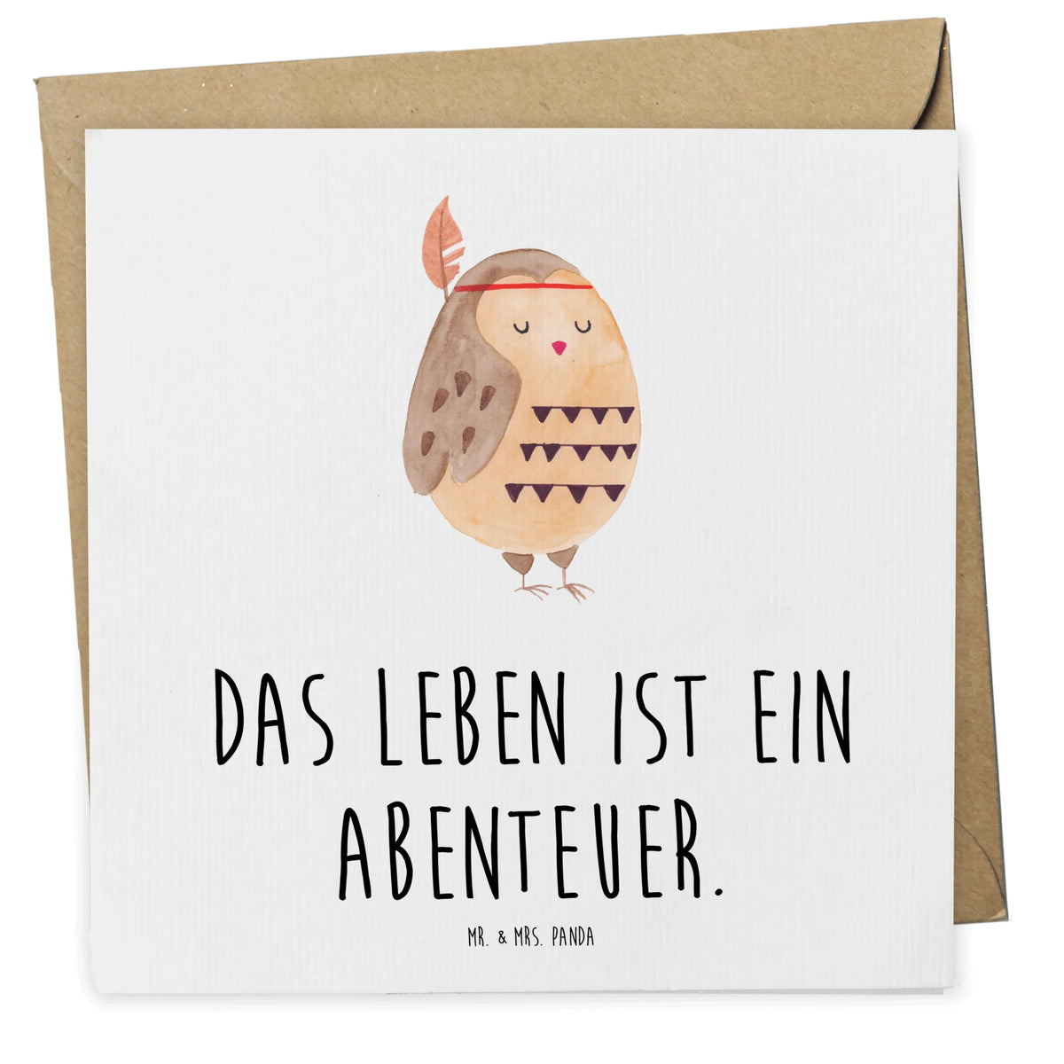 Deluxe Karte Eule Federschmuck faltkarte, Grußkarte, Glückwunschkarte, Klappkarte, anlasskarte, doppelkarte, Eule, Owl, Das Leben Ist Ein Abenteuer, Reisespruch, Dekoration, Eule Deko, Federschmuck