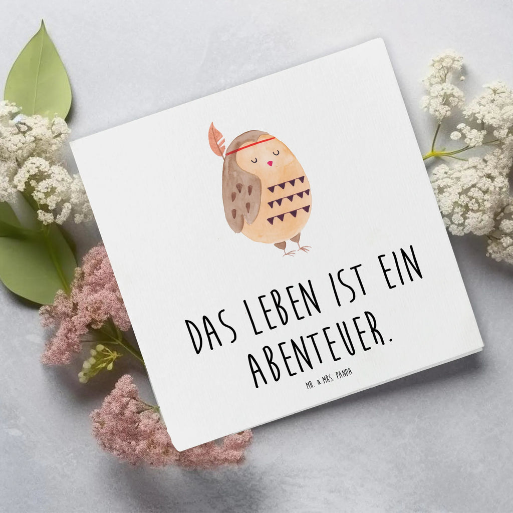 Deluxe Karte Eule Federschmuck Klappkarte, Geburtstagskarte, Einladungskarte, Glückwunschkarte, Hochzeitskarte, Hochwertige Grußkarte, Grußkarte, Hochwertige Klappkarte, Karte, Eule, Eule Deko, Owl, Das Leben ist ein Abenteuer, Federschmuck, Dekoration, Reisespruch