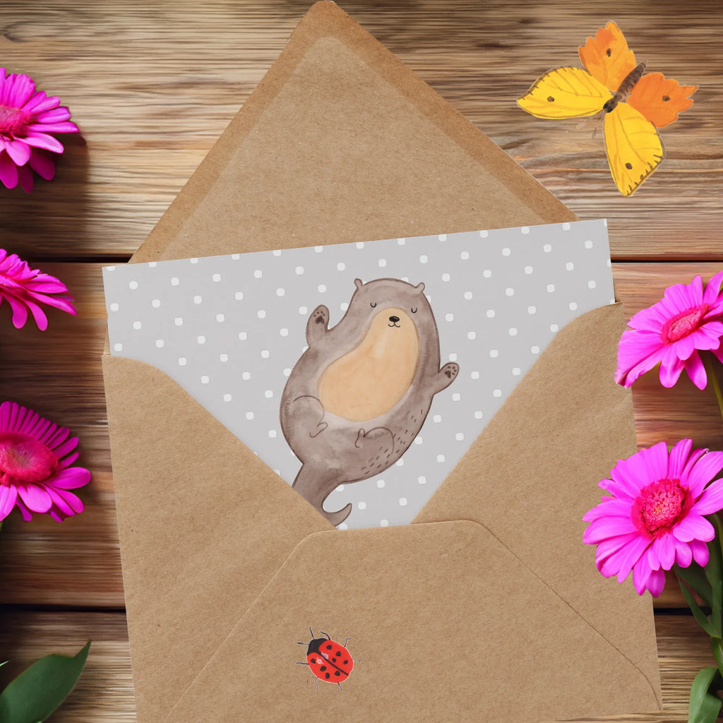 Deluxe Karte Otter Umarmen Karte, Einladungskarte, Hochzeitskarte, Grußkarte, Hochwertige Klappkarte, Hochwertige Grußkarte, Glückwunschkarte, Klappkarte, Geburtstagskarte, Otter, Fischotter, Seeotter, Otter Seeotter See Otter