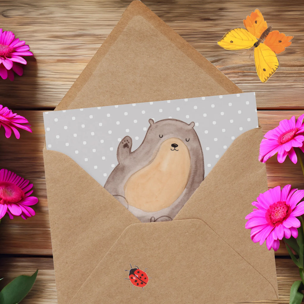 Deluxe Karte Otter Umarmen Karte, Einladungskarte, Hochzeitskarte, Grußkarte, Hochwertige Klappkarte, Hochwertige Grußkarte, Glückwunschkarte, Klappkarte, Geburtstagskarte, Otter, Fischotter, Seeotter, Otter Seeotter See Otter