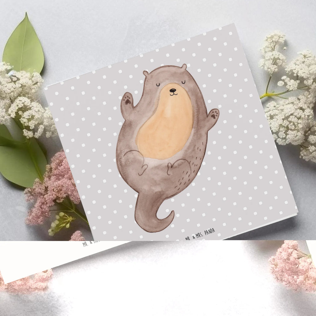 Deluxe Karte Otter Umarmen Karte, Einladungskarte, Hochzeitskarte, Grußkarte, Hochwertige Klappkarte, Hochwertige Grußkarte, Glückwunschkarte, Klappkarte, Geburtstagskarte, Otter, Fischotter, Seeotter, Otter Seeotter See Otter