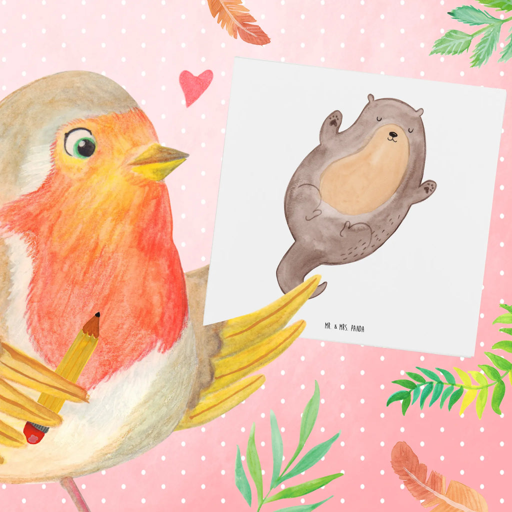 Deluxe Karte Otter Umarmen Karte, Einladungskarte, Hochzeitskarte, Grußkarte, Hochwertige Klappkarte, Hochwertige Grußkarte, Glückwunschkarte, Klappkarte, Geburtstagskarte, Otter, Fischotter, Seeotter, Otter Seeotter See Otter