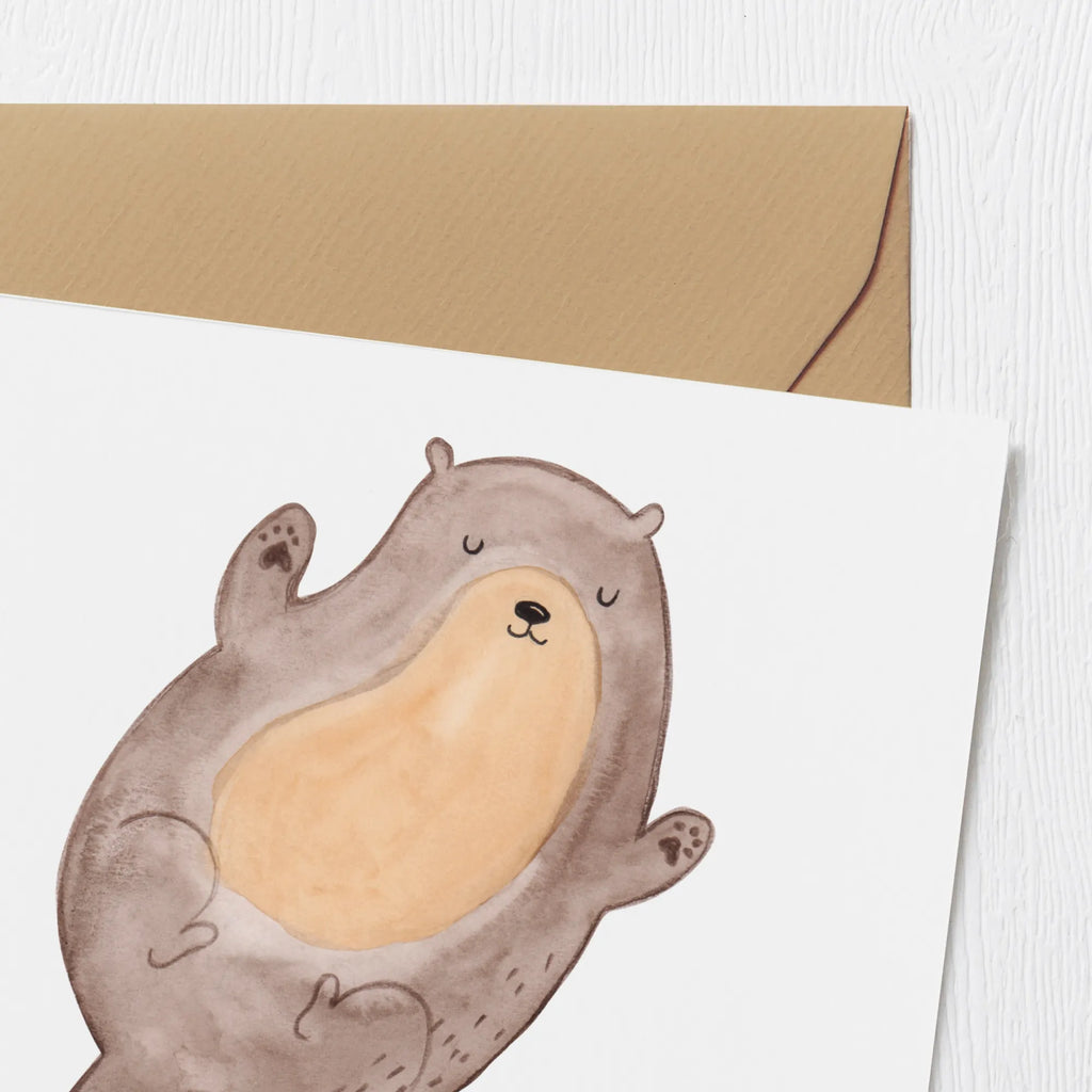 Deluxe Karte Otter Umarmen Karte, Einladungskarte, Hochzeitskarte, Grußkarte, Hochwertige Klappkarte, Hochwertige Grußkarte, Glückwunschkarte, Klappkarte, Geburtstagskarte, Otter, Fischotter, Seeotter, Otter Seeotter See Otter