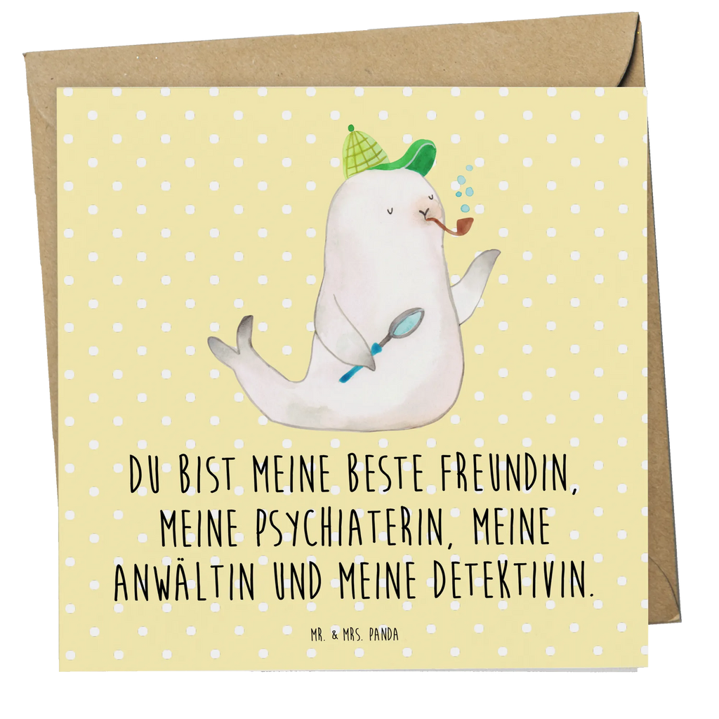 Deluxe Karte Robbe Sherlock Hochwertige Grußkarte, Glückwunschkarte, Hochwertige Klappkarte, Karte, Grußkarte, Geburtstagskarte, Einladungskarte, Klappkarte, Hochzeitskarte, Tiermotive, Gute Laune, lustige Sprüche, Tiere