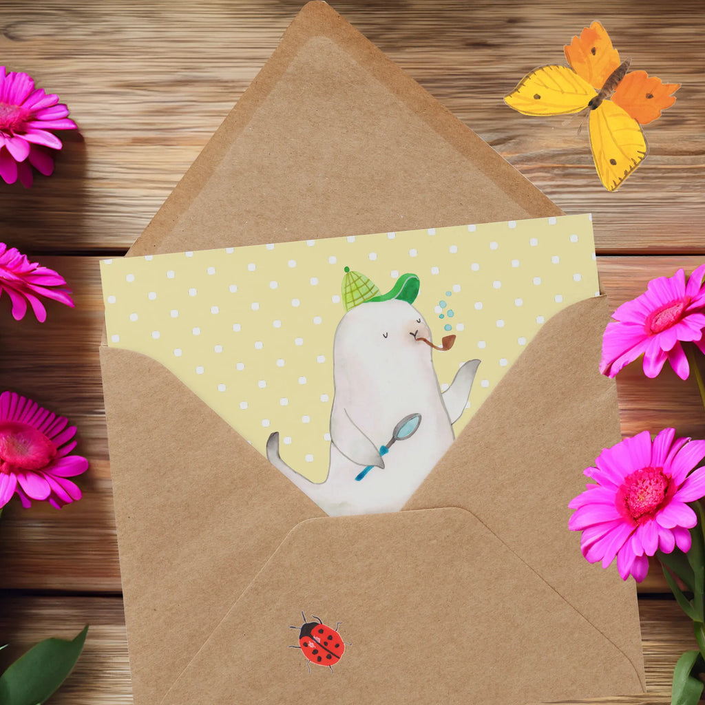 Deluxe Karte Robbe Sherlock Hochwertige Grußkarte, Glückwunschkarte, Hochwertige Klappkarte, Karte, Grußkarte, Geburtstagskarte, Einladungskarte, Klappkarte, Hochzeitskarte, Tiermotive, Gute Laune, lustige Sprüche, Tiere