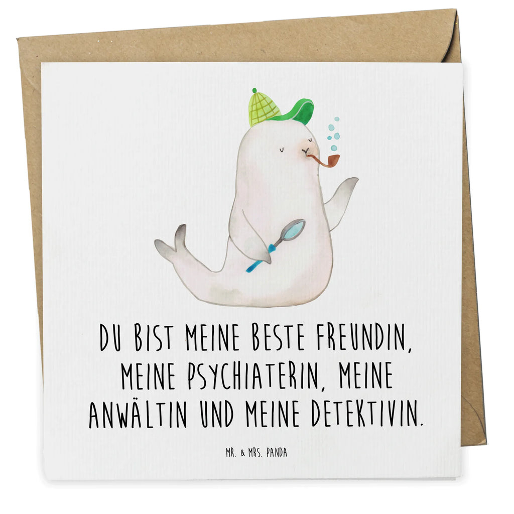 Deluxe Karte Robbe Sherlock Hochwertige Grußkarte, Glückwunschkarte, Hochwertige Klappkarte, Karte, Grußkarte, Geburtstagskarte, Einladungskarte, Klappkarte, Hochzeitskarte, Tiermotive, Gute Laune, lustige Sprüche, Tiere