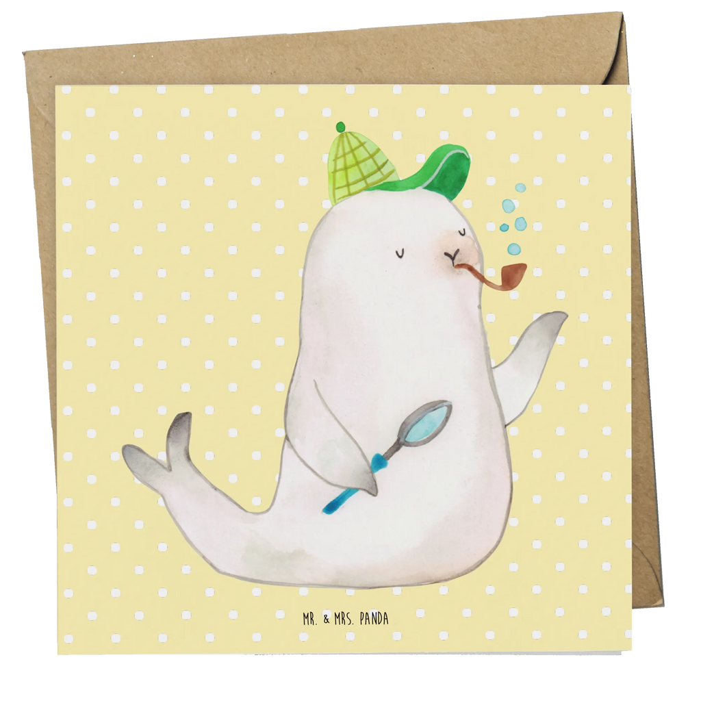 Deluxe Karte Robbe Sherlock Hochwertige Grußkarte, Glückwunschkarte, Hochwertige Klappkarte, Karte, Grußkarte, Geburtstagskarte, Einladungskarte, Klappkarte, Hochzeitskarte, Tiermotive, Gute Laune, lustige Sprüche, Tiere