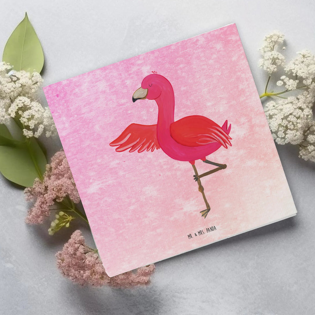 Deluxe Card flamingo yoga Grußkarte, Hochwertige Grußkarte, Klappkarte, Karte, Hochwertige Klappkarte, Geburtstagskarte, Hochzeitskarte, Glückwunschkarte, Einladungskarte, Flamingo, Vogel, Aufregen, Yoga, Ärger, Tiefenentspannung, Entspannung, Yoga-Übung, Achtsamkeit, Namaste