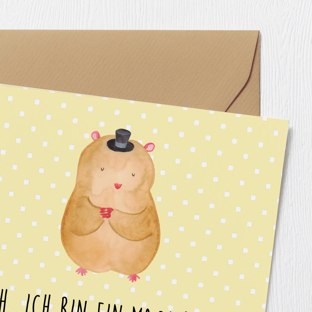 Karta Deluxe Chomik kapelusz Hochwertige Klappkarte, Karte, Hochzeitskarte, Grußkarte, Hochwertige Grußkarte, Klappkarte, Einladungskarte, Geburtstagskarte, Glückwunschkarte, Tiermotive, Gute Laune, lustige Sprüche, Tiere, Zauberer, Hamster, Zwerghamster, Hut, Zylinder, Magier