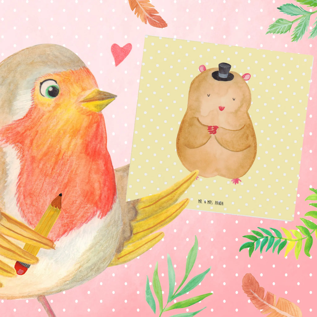 Karta Deluxe Chomik kapelusz Hochwertige Klappkarte, Karte, Hochzeitskarte, Grußkarte, Hochwertige Grußkarte, Klappkarte, Einladungskarte, Geburtstagskarte, Glückwunschkarte, Tiermotive, Gute Laune, lustige Sprüche, Tiere, Zauberer, Hamster, Zwerghamster, Hut, Zylinder, Magier