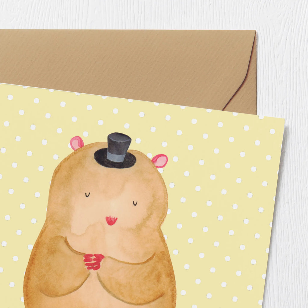 Karta Deluxe Chomik kapelusz Hochwertige Klappkarte, Karte, Hochzeitskarte, Grußkarte, Hochwertige Grußkarte, Klappkarte, Einladungskarte, Geburtstagskarte, Glückwunschkarte, Tiermotive, Gute Laune, lustige Sprüche, Tiere, Zauberer, Hamster, Zwerghamster, Hut, Zylinder, Magier