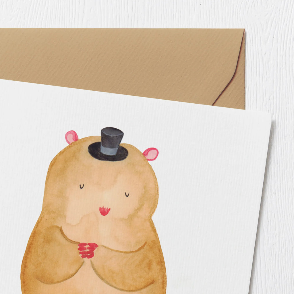 Karta Deluxe Chomik kapelusz Hochwertige Klappkarte, Karte, Hochzeitskarte, Grußkarte, Hochwertige Grußkarte, Klappkarte, Einladungskarte, Geburtstagskarte, Glückwunschkarte, Tiermotive, Gute Laune, lustige Sprüche, Tiere, Zauberer, Hamster, Zwerghamster, Hut, Zylinder, Magier