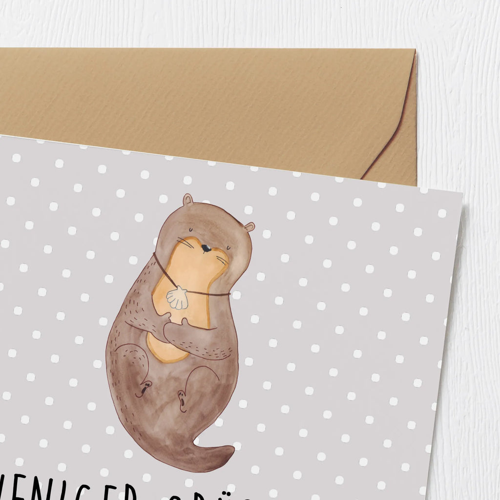 Deluxe Karte Otter Muschel Geburtstagskarte, Grußkarte, Klappkarte, Karte, Hochwertige Klappkarte, Glückwunschkarte, Einladungskarte, Hochzeitskarte, Hochwertige Grußkarte, Otter, Fischotter, Seeotter, Otterliebe, Tagträumen, Motivation, grübeln, träumen, Büro