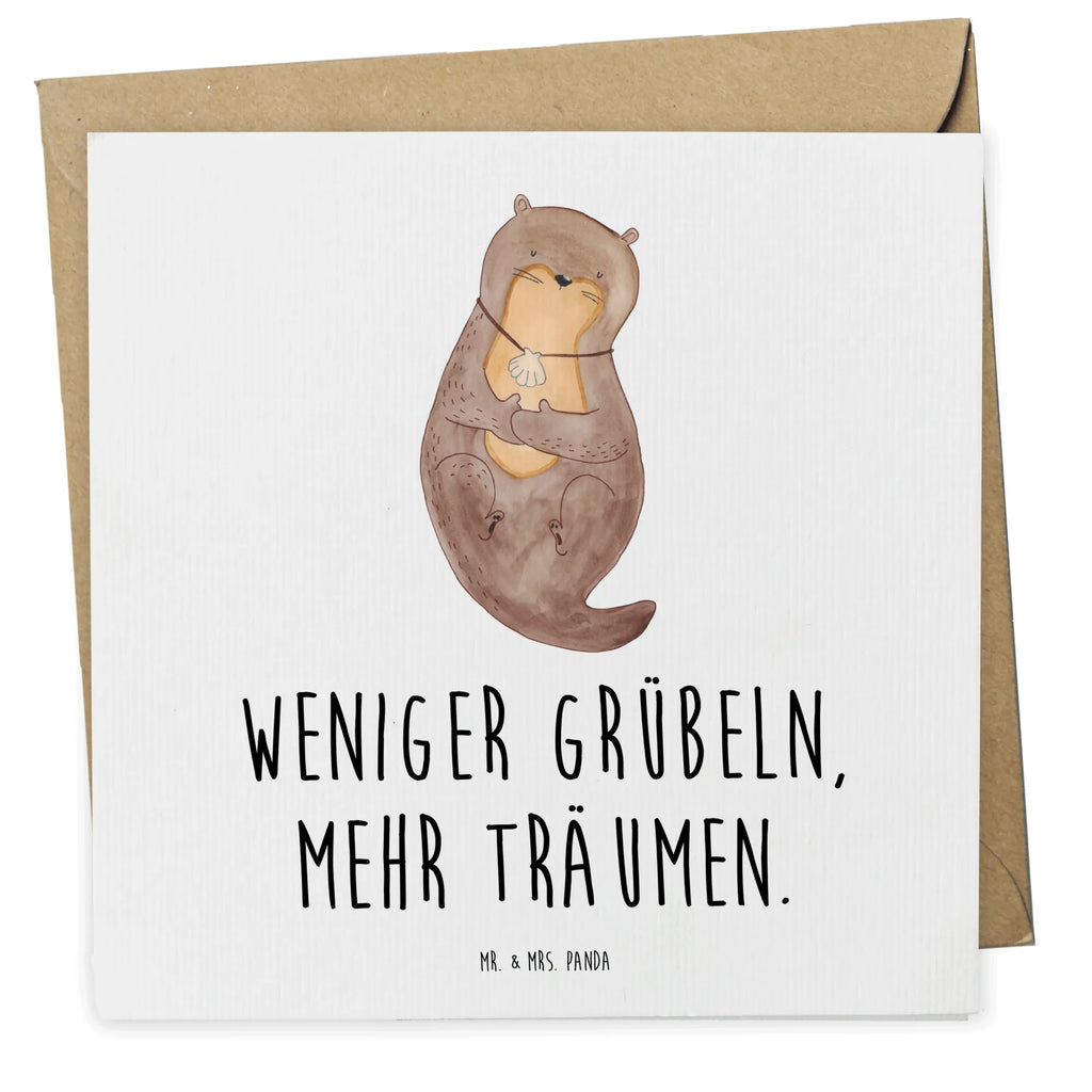 Deluxe Karte Otter Muschel Geburtstagskarte, Grußkarte, Klappkarte, Karte, Hochwertige Klappkarte, Glückwunschkarte, Einladungskarte, Hochzeitskarte, Hochwertige Grußkarte, Otter, Fischotter, Seeotter, Otterliebe, Tagträumen, Motivation, grübeln, träumen, Büro