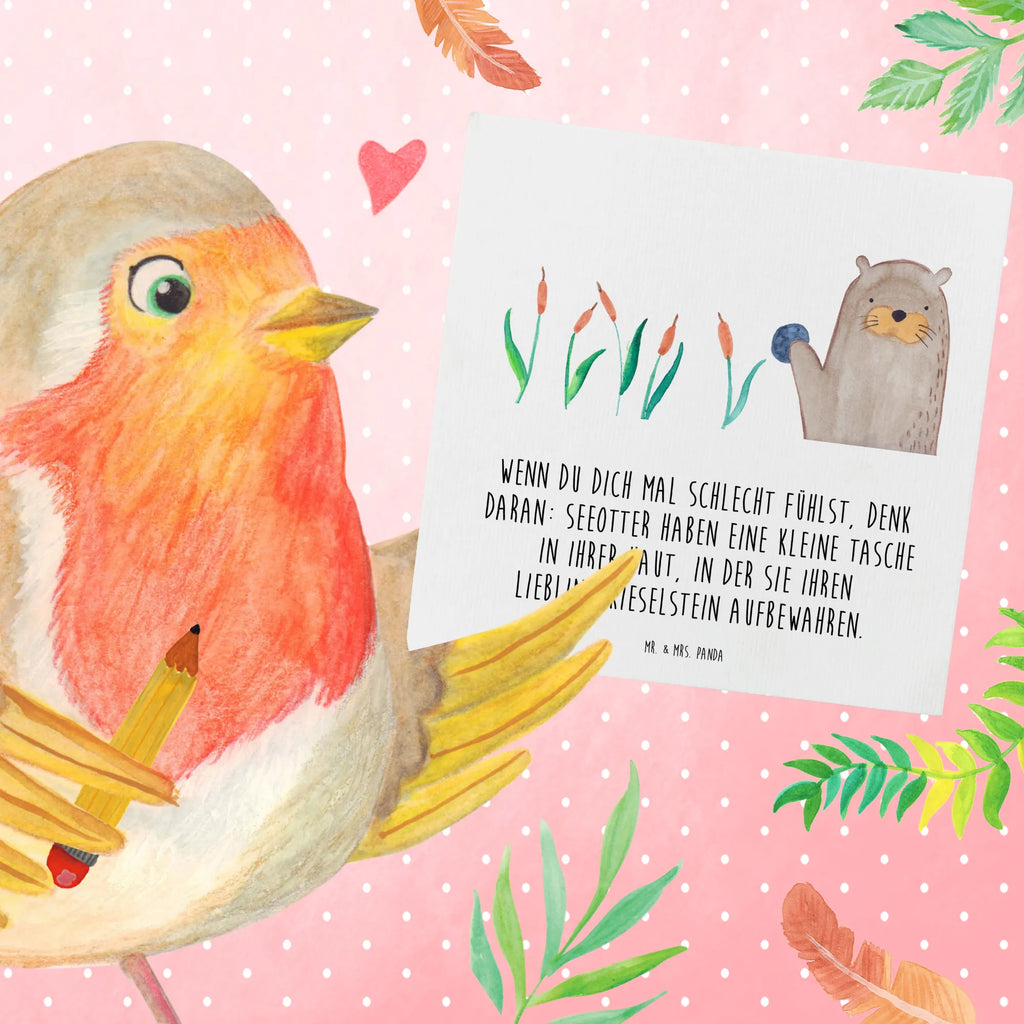 Deluxe Karte Otter Stein Hochzeitskarte, Einladungskarte, Hochwertige Klappkarte, Karte, Hochwertige Grußkarte, Glückwunschkarte, Grußkarte, Geburtstagskarte, Klappkarte, Otter, Fischotter, Seeotter, Otter Seeotter See Otter