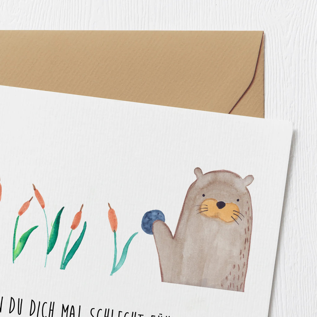 Deluxe Karte Otter Stein Hochzeitskarte, Einladungskarte, Hochwertige Klappkarte, Karte, Hochwertige Grußkarte, Glückwunschkarte, Grußkarte, Geburtstagskarte, Klappkarte, Otter, Fischotter, Seeotter, Otter Seeotter See Otter