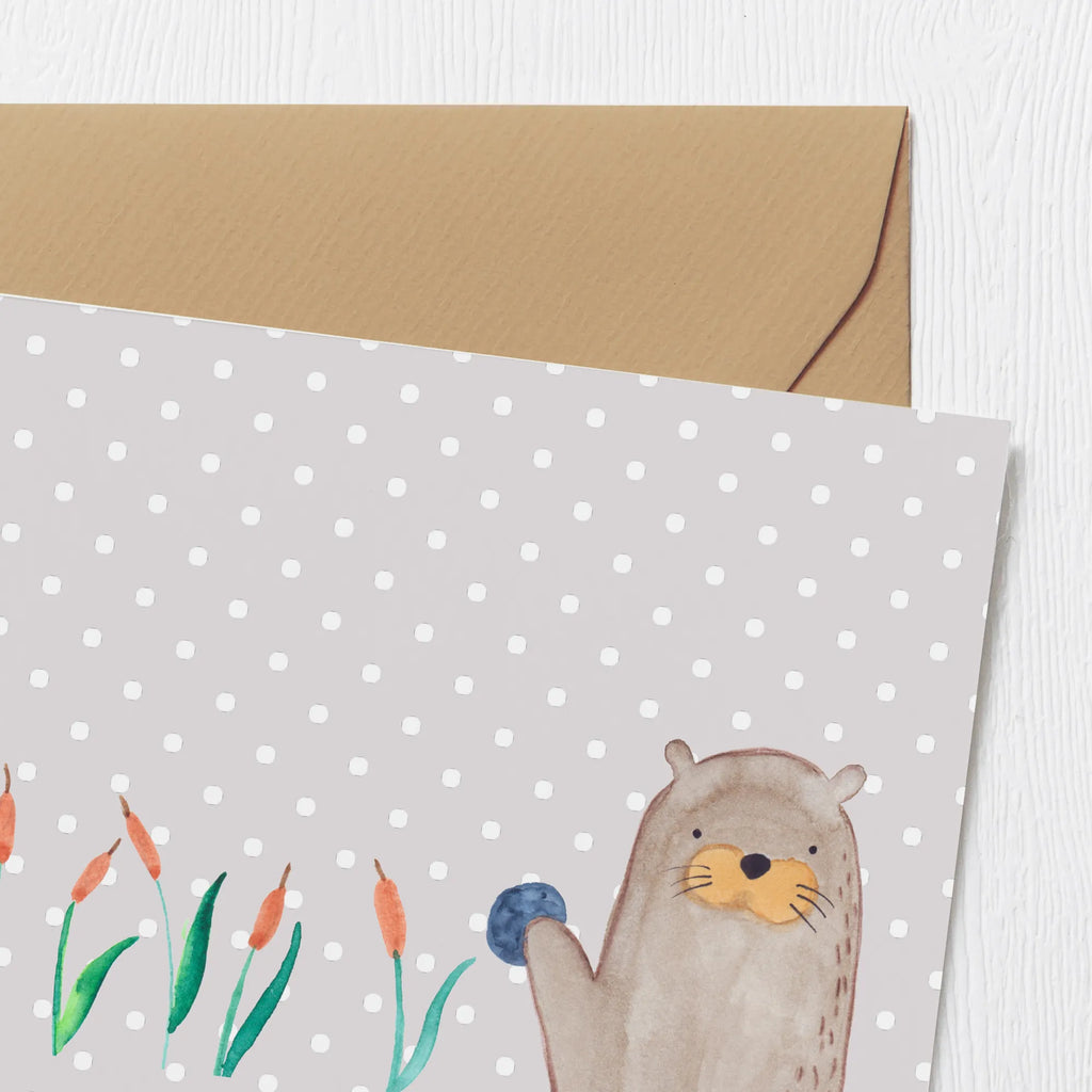 Deluxe Karte Otter Stein Hochzeitskarte, Einladungskarte, Hochwertige Klappkarte, Karte, Hochwertige Grußkarte, Glückwunschkarte, Grußkarte, Geburtstagskarte, Klappkarte, Otter, Fischotter, Seeotter, Otter Seeotter See Otter