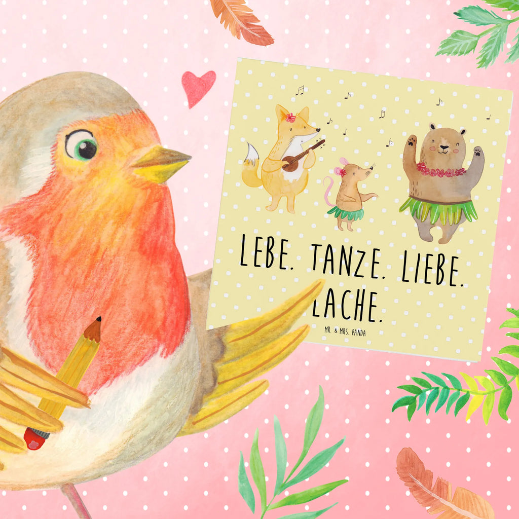 Deluxe Card forest animals Aloha Glückwunschkarte, Grußkarte, Hochzeitskarte, Hochwertige Klappkarte, Hochwertige Grußkarte, Karte, Klappkarte, Geburtstagskarte, Einladungskarte, Tiermotive, Gute Laune, lustige Sprüche, Tiere, Bär, Waldtiere, Hase, Lachen, Leben, Tanzen, Musik, Igel, Wald, Aloha