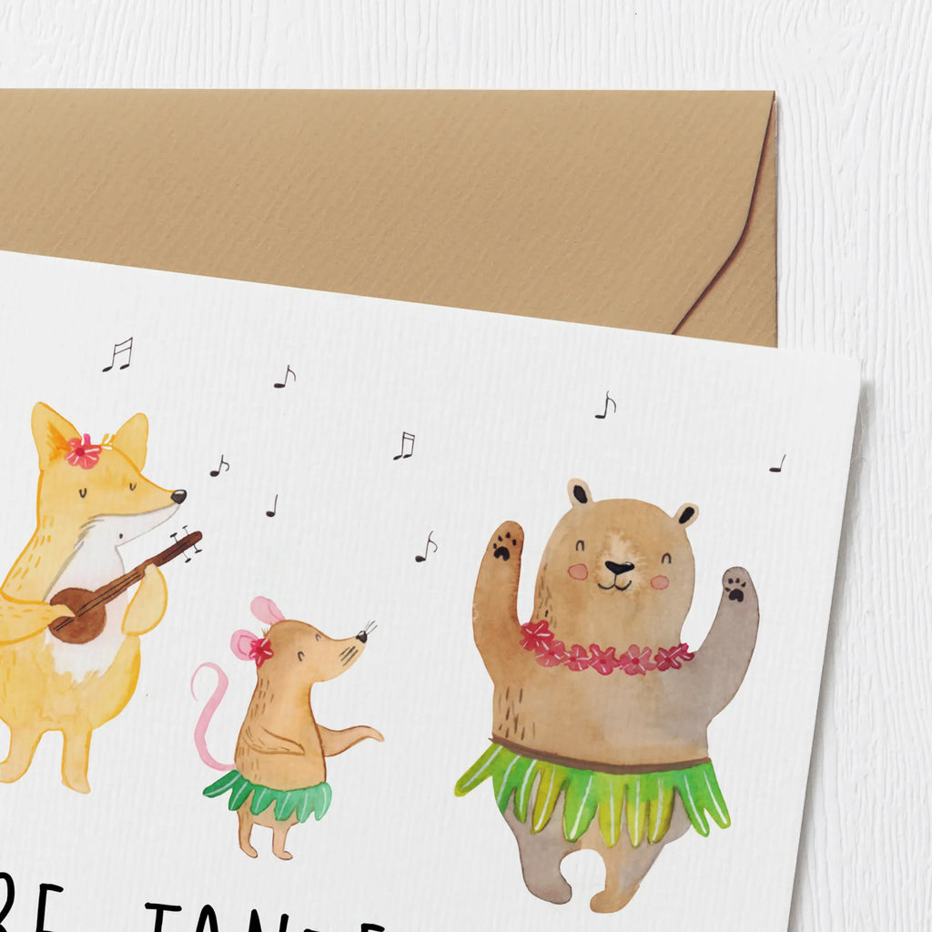 Deluxe Card forest animals Aloha Glückwunschkarte, Grußkarte, Hochzeitskarte, Hochwertige Klappkarte, Hochwertige Grußkarte, Karte, Klappkarte, Geburtstagskarte, Einladungskarte, Tiermotive, Gute Laune, lustige Sprüche, Tiere, Bär, Waldtiere, Hase, Lachen, Leben, Tanzen, Musik, Igel, Wald, Aloha