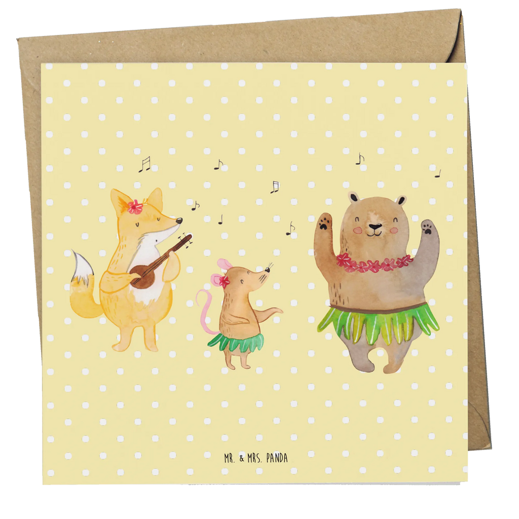 Deluxe Card forest animals Aloha Glückwunschkarte, Grußkarte, Hochzeitskarte, Hochwertige Klappkarte, Hochwertige Grußkarte, Karte, Klappkarte, Geburtstagskarte, Einladungskarte, Tiermotive, Gute Laune, lustige Sprüche, Tiere, Bär, Waldtiere, Hase, Lachen, Leben, Tanzen, Musik, Igel, Wald, Aloha
