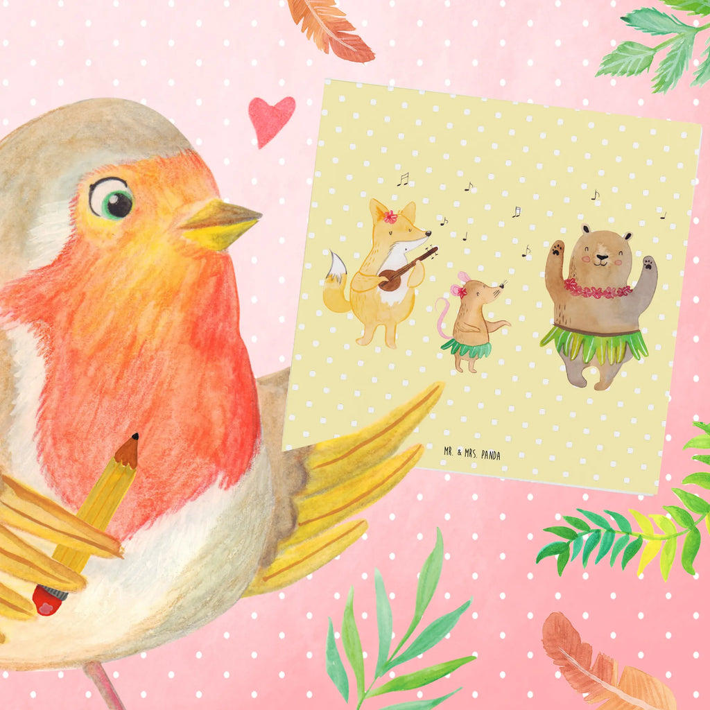 Deluxe Card forest animals Aloha Glückwunschkarte, Grußkarte, Hochzeitskarte, Hochwertige Klappkarte, Hochwertige Grußkarte, Karte, Klappkarte, Geburtstagskarte, Einladungskarte, Tiermotive, Gute Laune, lustige Sprüche, Tiere, Bär, Waldtiere, Hase, Lachen, Leben, Tanzen, Musik, Igel, Wald, Aloha