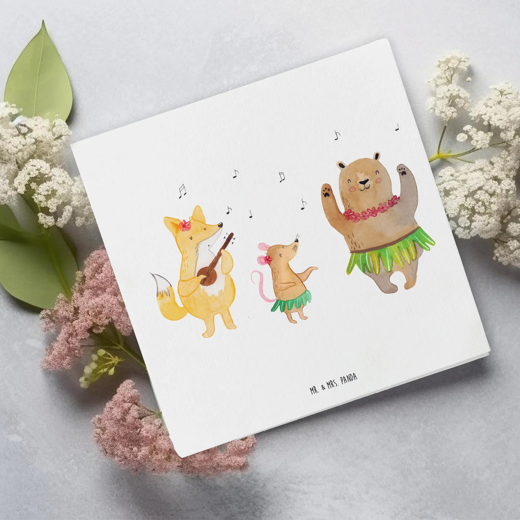 Deluxe Card forest animals Aloha Glückwunschkarte, Grußkarte, Hochzeitskarte, Hochwertige Klappkarte, Hochwertige Grußkarte, Karte, Klappkarte, Geburtstagskarte, Einladungskarte, Tiermotive, Gute Laune, lustige Sprüche, Tiere, Bär, Waldtiere, Hase, Lachen, Leben, Tanzen, Musik, Igel, Wald, Aloha
