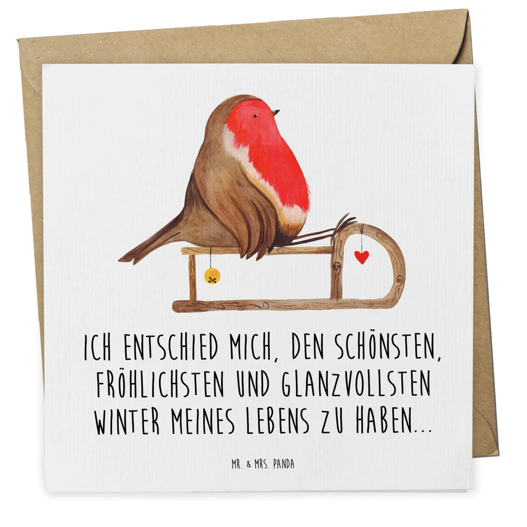 Deluxe Karte Rotkehlchen Schlitten Geburtstagskarte, Hochwertige Grußkarte, Grußkarte, Karte, Einladungskarte, Hochwertige Klappkarte, Glückwunschkarte, Klappkarte, Hochzeitskarte, Winter, Weihnachten, Weihnachtsdeko, Nikolaus, Advent, Heiligabend, Wintermotiv, Vogel, Schlitten