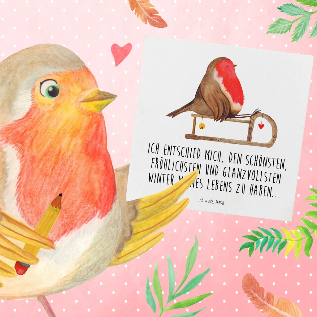 Deluxe Karte Rotkehlchen Schlitten Geburtstagskarte, Hochwertige Grußkarte, Grußkarte, Karte, Einladungskarte, Hochwertige Klappkarte, Glückwunschkarte, Klappkarte, Hochzeitskarte, Winter, Weihnachten, Weihnachtsdeko, Nikolaus, Advent, Heiligabend, Wintermotiv, Vogel, Schlitten