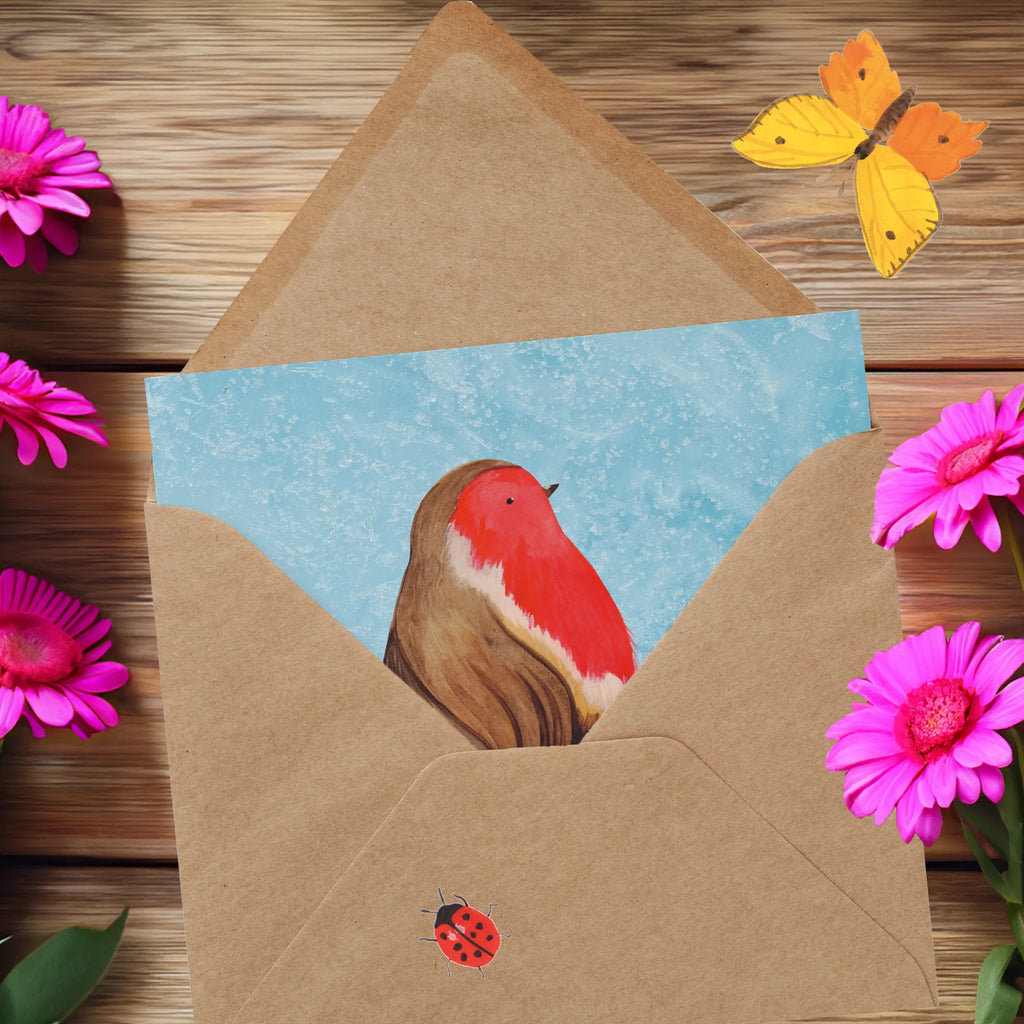 Deluxe Karte Rotkehlchen Schlitten Geburtstagskarte, Hochwertige Grußkarte, Grußkarte, Karte, Einladungskarte, Hochwertige Klappkarte, Glückwunschkarte, Klappkarte, Hochzeitskarte, Winter, Weihnachten, Weihnachtsdeko, Nikolaus, Advent, Heiligabend, Wintermotiv, Vogel, Schlitten
