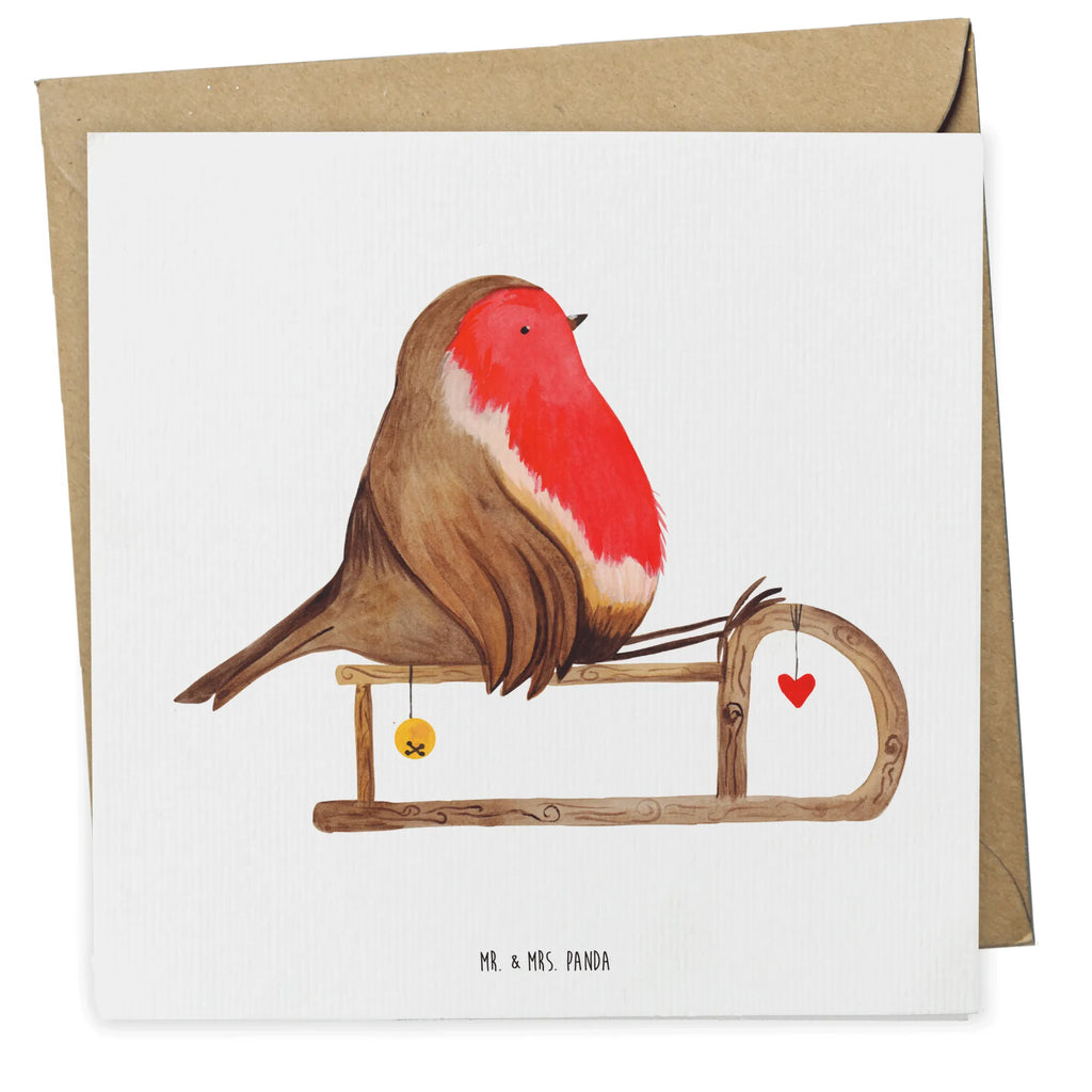 Deluxe Karte Rotkehlchen Schlitten Geburtstagskarte, Hochwertige Grußkarte, Grußkarte, Karte, Einladungskarte, Hochwertige Klappkarte, Glückwunschkarte, Klappkarte, Hochzeitskarte, Winter, Weihnachten, Weihnachtsdeko, Nikolaus, Advent, Heiligabend, Wintermotiv, Vogel, Schlitten