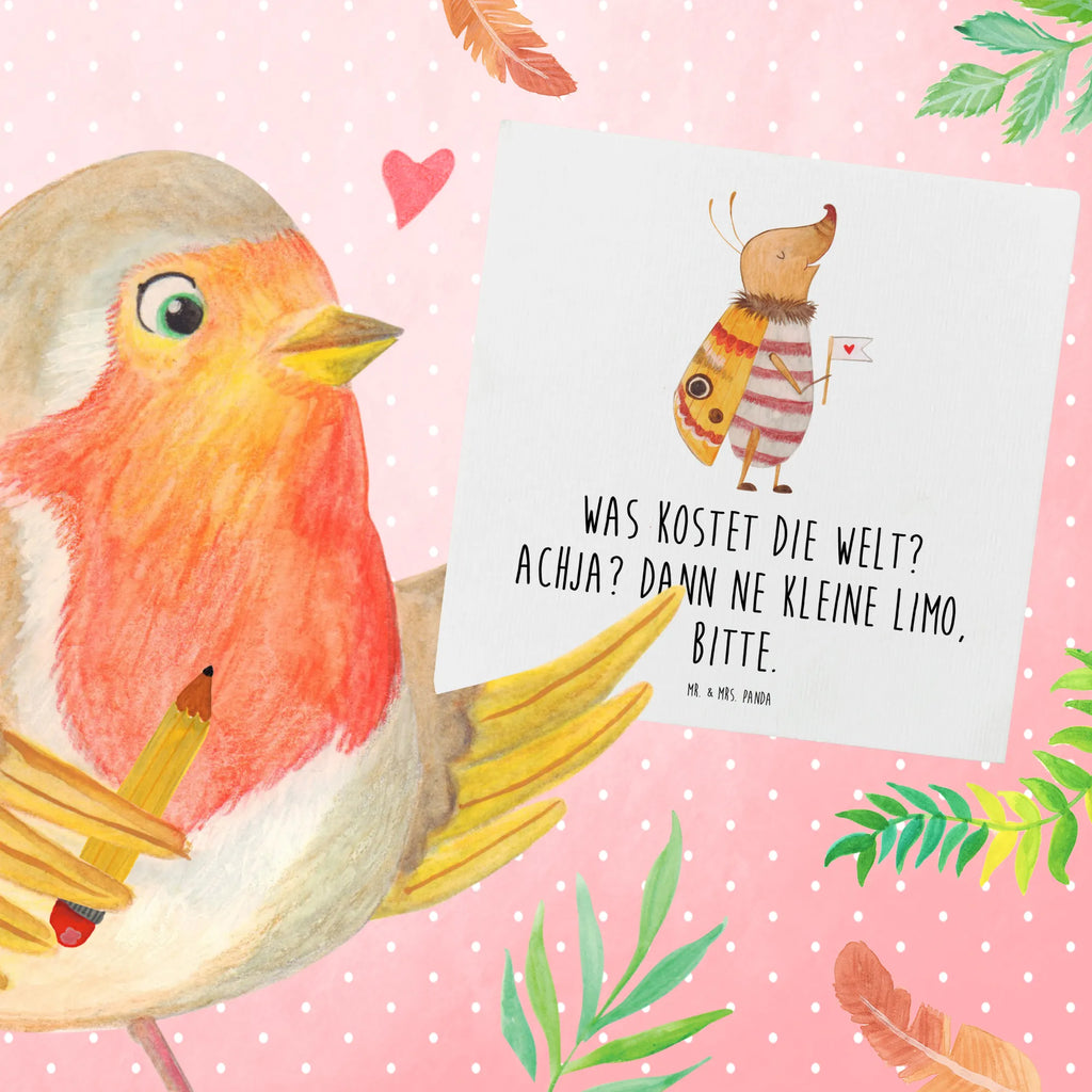 Deluxe Karte Nachtfalter Fähnchen Karte, Hochwertige Klappkarte, Geburtstagskarte, Glückwunschkarte, Einladungskarte, Klappkarte, Grußkarte, Hochwertige Grußkarte, Hochzeitskarte, Tiermotive, Gute Laune, lustige Sprüche, Tiere, Nachtfalter, Spruch lustig, Spruch witzig, Was kostet die Welt, Käfer, niedlich, Küche Deko, süß