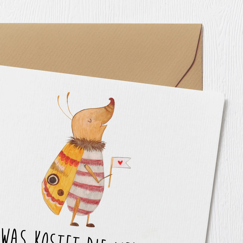 Deluxe Karte Nachtfalter Fähnchen Karte, Hochwertige Klappkarte, Geburtstagskarte, Glückwunschkarte, Einladungskarte, Klappkarte, Grußkarte, Hochwertige Grußkarte, Hochzeitskarte, Tiermotive, Gute Laune, lustige Sprüche, Tiere, Nachtfalter, Spruch lustig, Spruch witzig, Was kostet die Welt, Käfer, niedlich, Küche Deko, süß