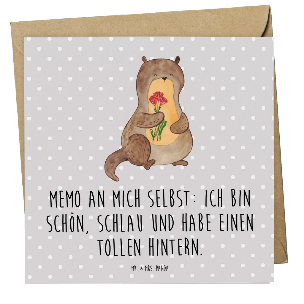 Deluxe Karte Otter Blumenstrauß Klappkarte, Hochwertige Klappkarte, Grußkarte, Einladungskarte, Karte, Geburtstagskarte, Glückwunschkarte, Hochzeitskarte, Hochwertige Grußkarte, Otter, Fischotter, Seeotter, Otter Seeotter See Otter