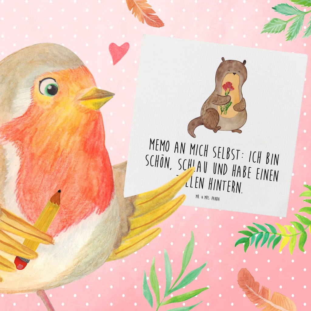 Deluxe Karte Otter Blumenstrauß Klappkarte, Hochwertige Klappkarte, Grußkarte, Einladungskarte, Karte, Geburtstagskarte, Glückwunschkarte, Hochzeitskarte, Hochwertige Grußkarte, Otter, Fischotter, Seeotter, Otter Seeotter See Otter