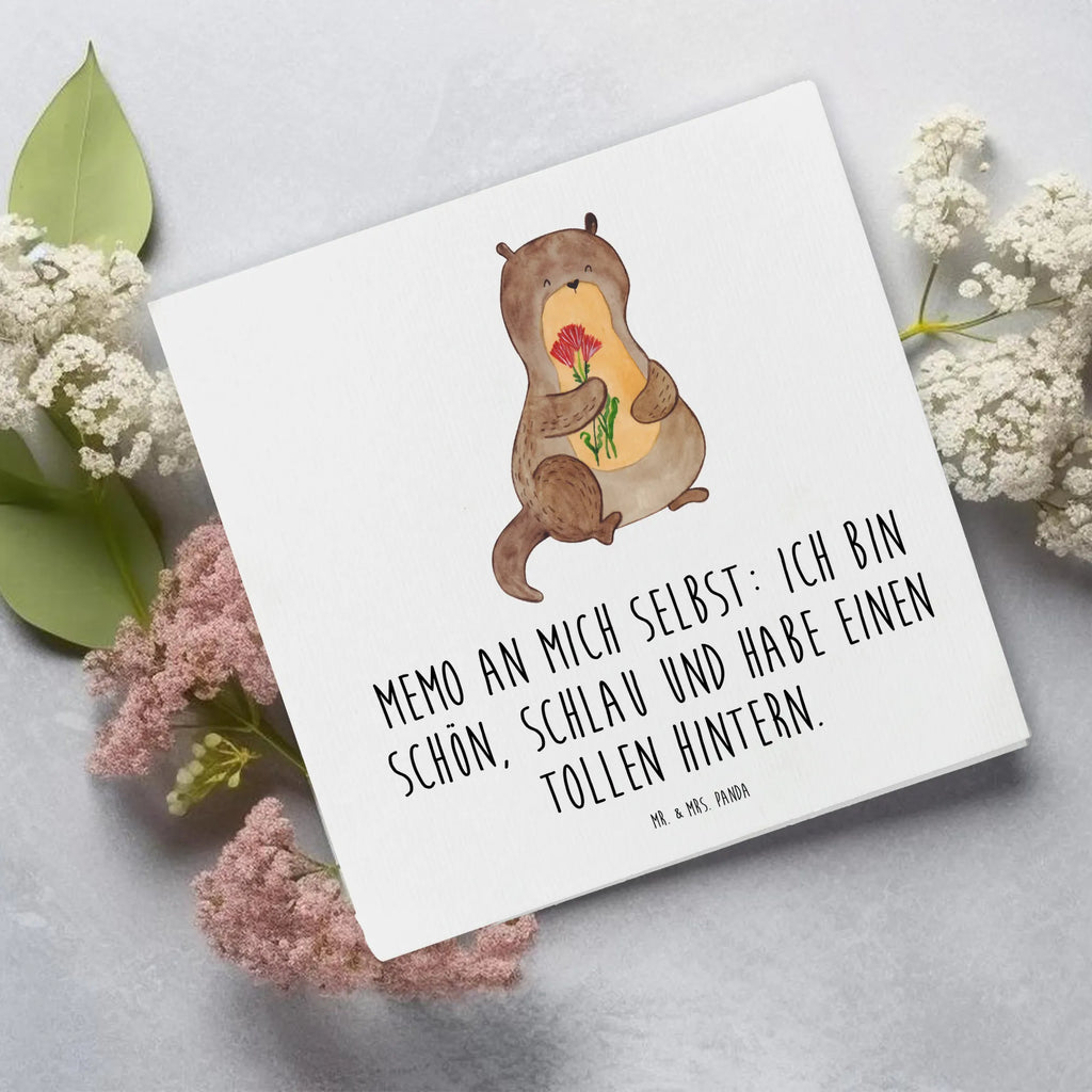 Deluxe Karte Otter Blumenstrauß Klappkarte, Hochwertige Klappkarte, Grußkarte, Einladungskarte, Karte, Geburtstagskarte, Glückwunschkarte, Hochzeitskarte, Hochwertige Grußkarte, Otter, Fischotter, Seeotter, Otter Seeotter See Otter