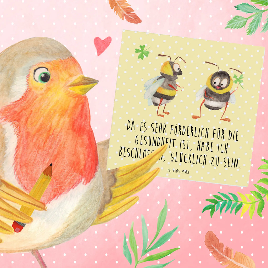 Deluxe Karte Hummeln Kleeblatt Hochwertige Klappkarte, Grußkarte, Glückwunschkarte, Karte, Einladungskarte, Hochzeitskarte, Geburtstagskarte, Hochwertige Grußkarte, Klappkarte, Tiermotive, Gute Laune, lustige Sprüche, Tiere, Spruch fröhlich, Hummel, Spruch schön, Spruch positiv, Biene Deko, glücklich sein, glücklich werden, Biene