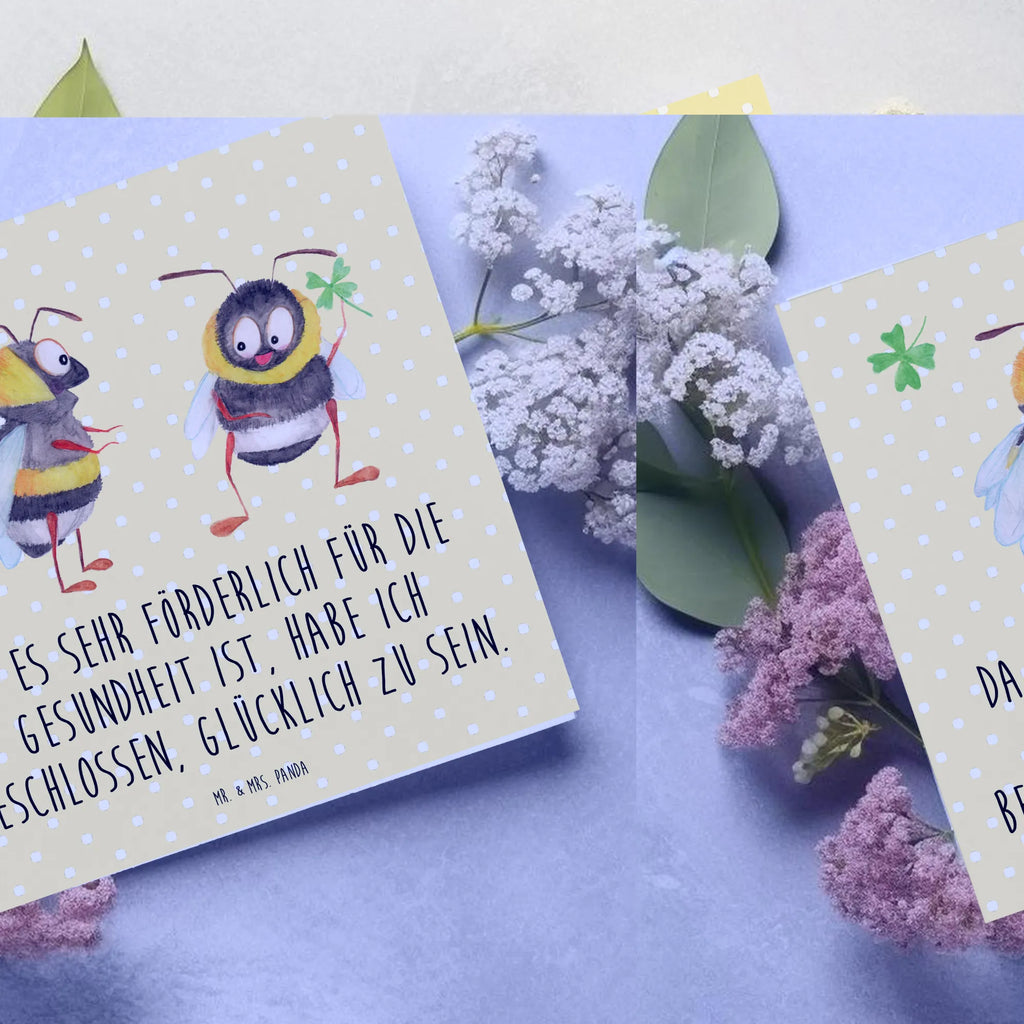 Deluxe Karte Hummeln Kleeblatt Hochwertige Klappkarte, Grußkarte, Glückwunschkarte, Karte, Einladungskarte, Hochzeitskarte, Geburtstagskarte, Hochwertige Grußkarte, Klappkarte, Tiermotive, Gute Laune, lustige Sprüche, Tiere, Spruch fröhlich, Hummel, Spruch schön, Spruch positiv, Biene Deko, glücklich sein, glücklich werden, Biene
