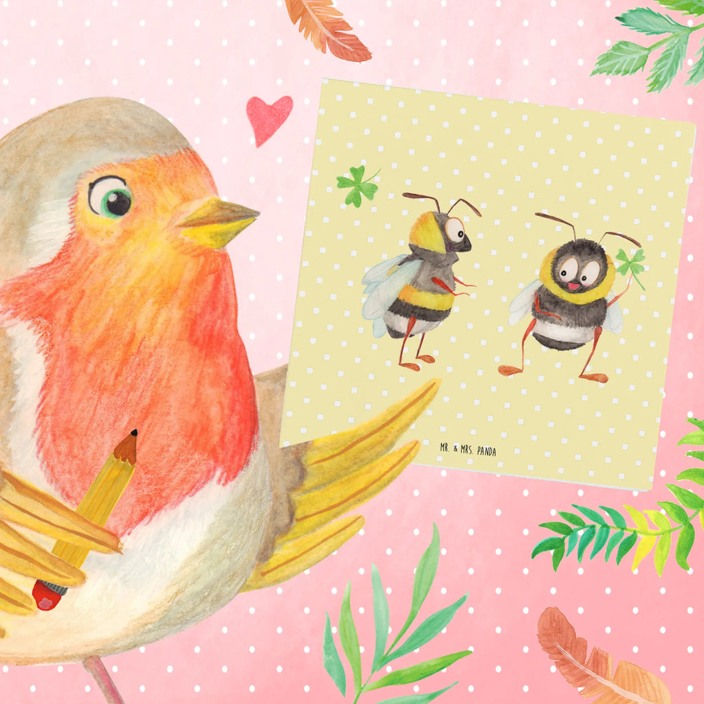 Deluxe Karte Hummeln Kleeblatt Hochwertige Klappkarte, Grußkarte, Glückwunschkarte, Karte, Einladungskarte, Hochzeitskarte, Geburtstagskarte, Hochwertige Grußkarte, Klappkarte, Tiermotive, Gute Laune, lustige Sprüche, Tiere, Spruch fröhlich, Hummel, Spruch schön, Spruch positiv, Biene Deko, glücklich sein, glücklich werden, Biene