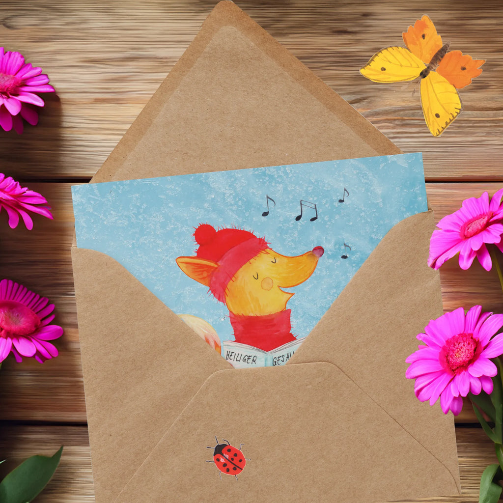 Deluxe Karte Fuchs Sänger Karte, Geburtstagskarte, Hochwertige Grußkarte, Einladungskarte, Klappkarte, Hochzeitskarte, Glückwunschkarte, Hochwertige Klappkarte, Grußkarte, Winter, Weihnachten, Weihnachtsdeko, Nikolaus, Advent, Heiligabend, Wintermotiv, Fuchs, Geschenk Sänger, Singen, Sänger, Weihnachtslieder, Füchse