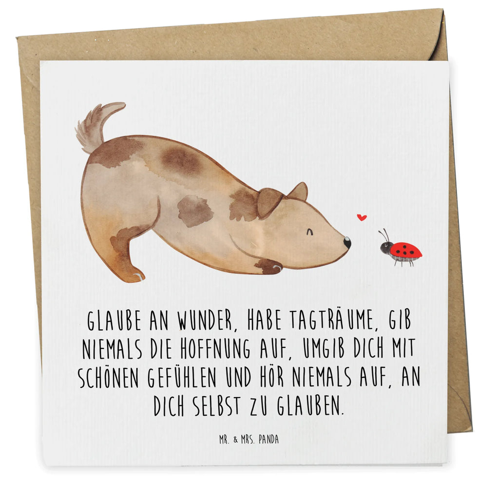 Deluxe Card Dog ladybug Hochzeitskarte, Hochwertige Klappkarte, Hochwertige Grußkarte, Klappkarte, Einladungskarte, Karte, Geburtstagskarte, Glückwunschkarte, Grußkarte, Hund, Hundemotiv, Haustier, Hunderasse, Tierliebhaber, Hundebesitzer, Sprüche, Marienkäfer, Mischlinghund, Hundespruch, Hunde, Mischling